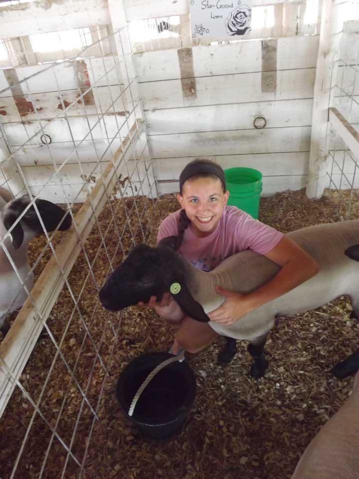 Emily with her sheep